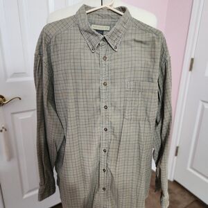 NATURAL LIFE Men's Plaid Button-Down Shirt - Gray and Blue